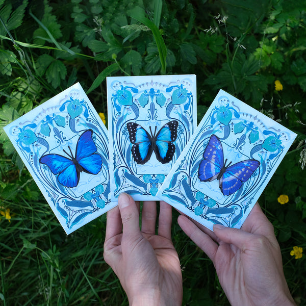'Morpho' Butterfly Greeting Cards with Removable Butterflies - Set of ...