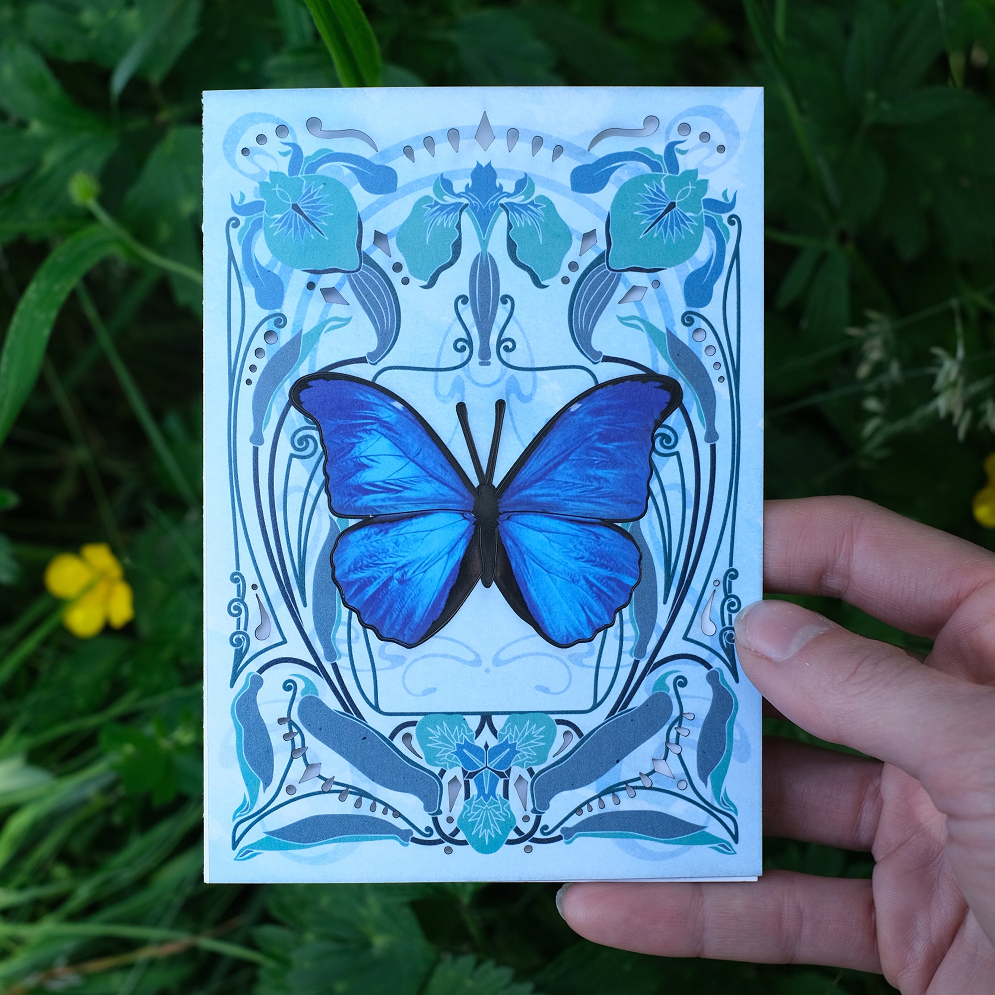 Blue Morpho Butterfly 'Pop-Out' Greeting Card - Set of 4 - Reseller Wholesale